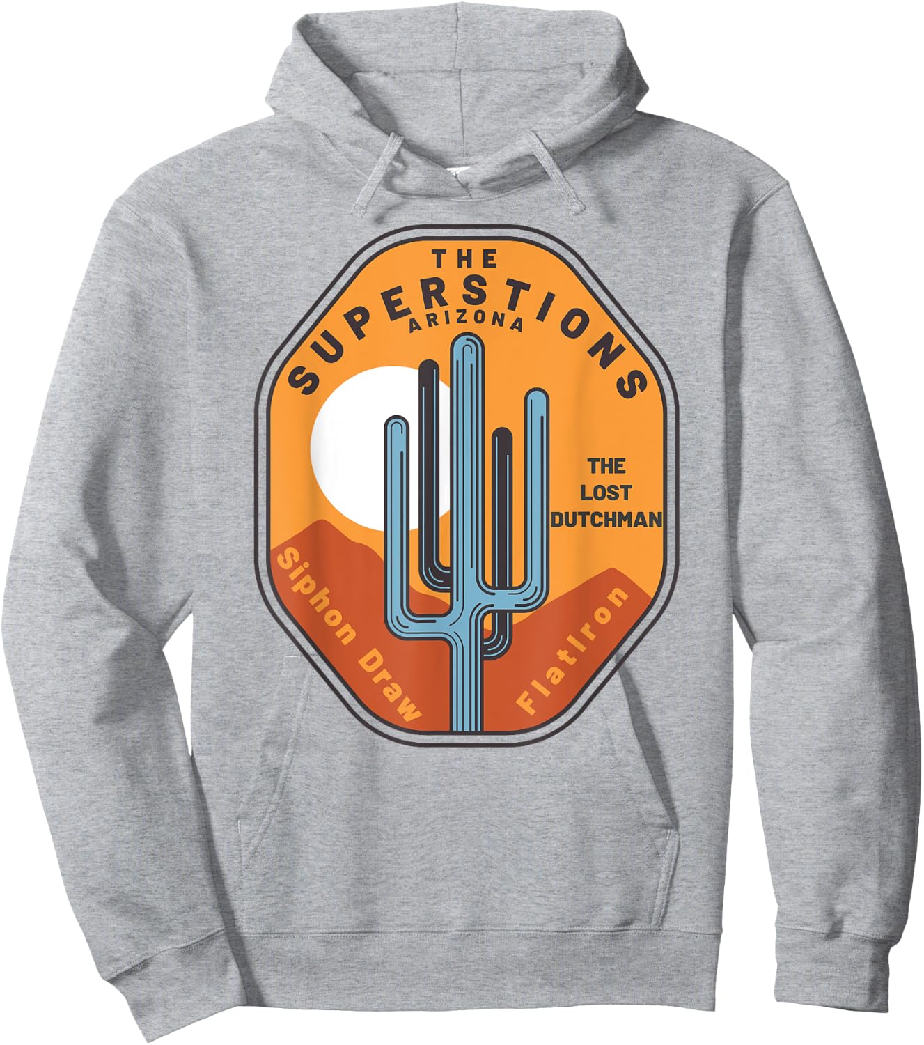 Arizona Retro Vintage Saguaro SUPERSTITIONS MOUNTAINS Hoodie - Hoodie | Ash