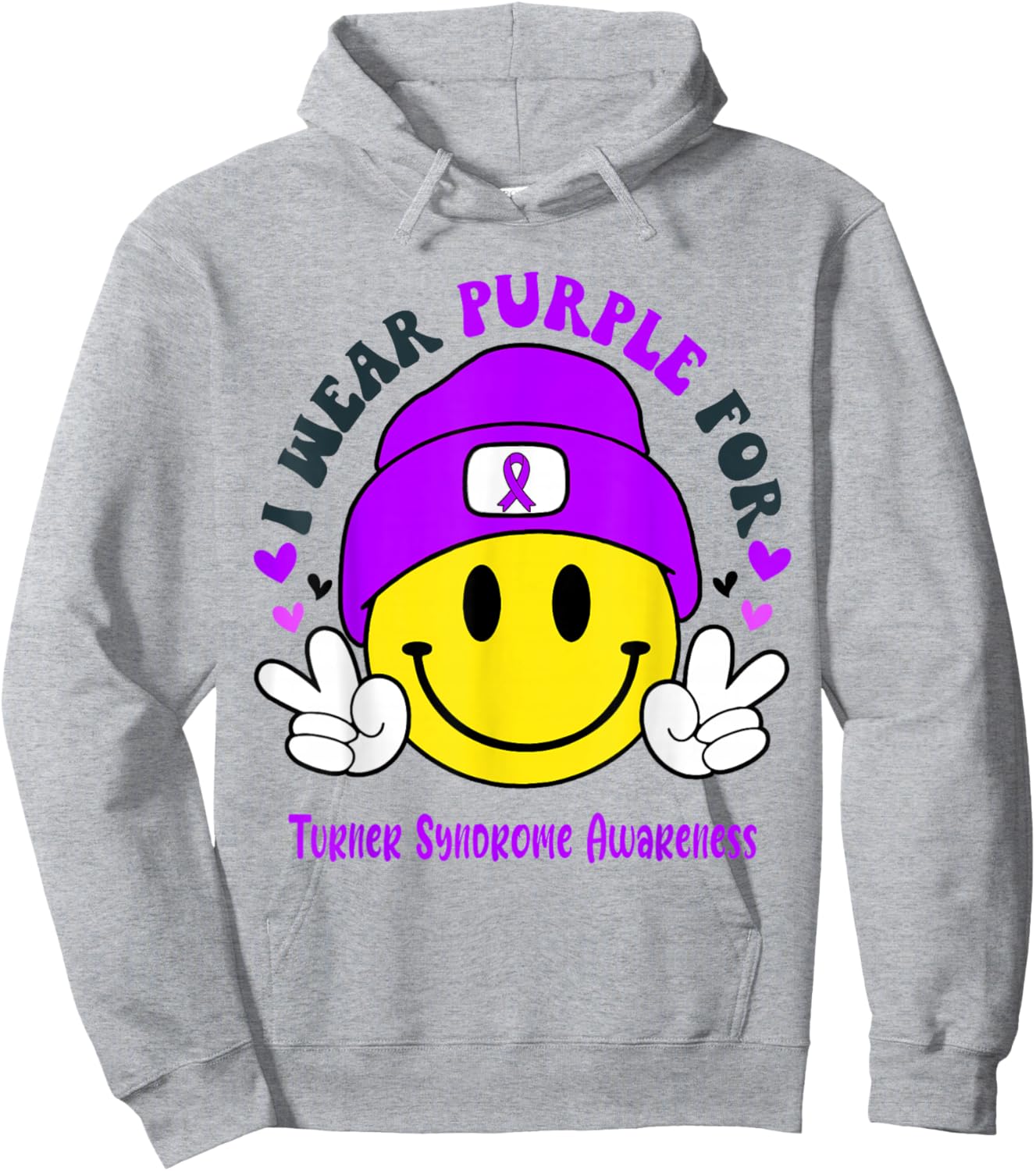 I Wear Purple for Turner Syndrome Awareness Hoodie - Hoodie | Ash