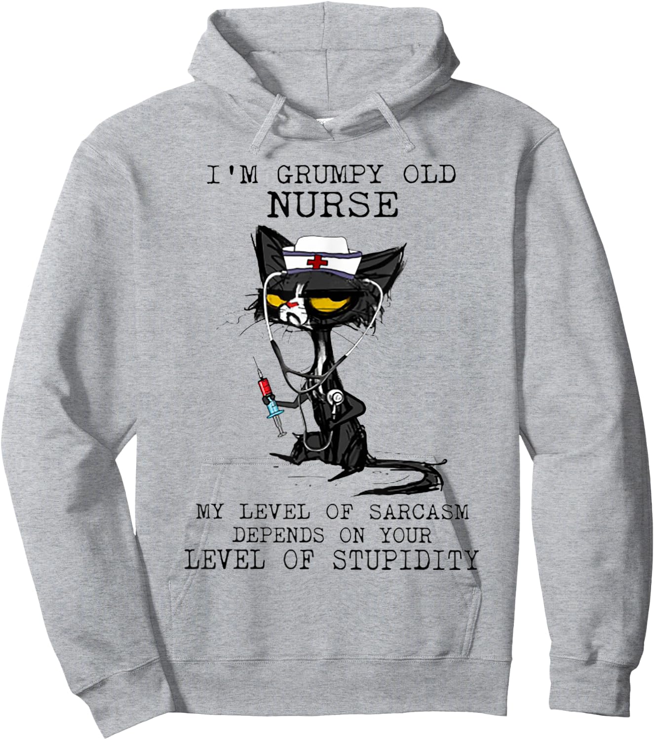 I'm Grumpy Old Nurse My Level Of Sarcasm Cat Nurse Women Hoodie - Hoodie | Ash