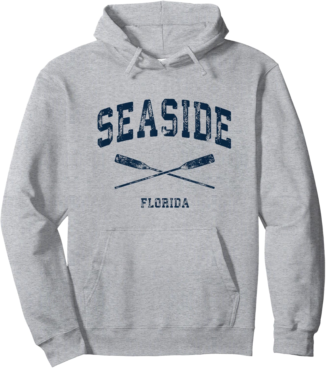 Seaside Florida Vintage Nautical Crossed Oars Navy Hoodie - Hoodie | Ash