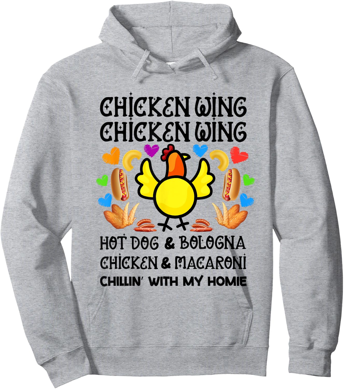 Cooked Chicken Wing Chicken Wing Hot Dog Bologna Macaroni Women Girls Kids Hoodie - Hoodie | Ash