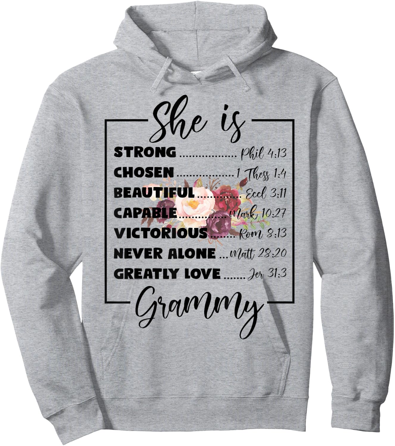 Flower She Is Grammy Christian Mothers Day Religious Women Hoodie - Hoodie | Ash