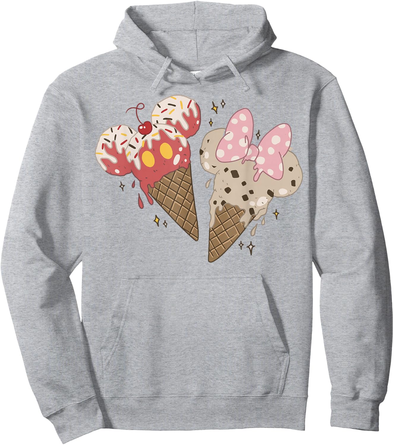 Disney Mickey And Friends Mickey & Minnie Ice Cream Cones Short Sleeve Hoodie - Hoodie | Ash