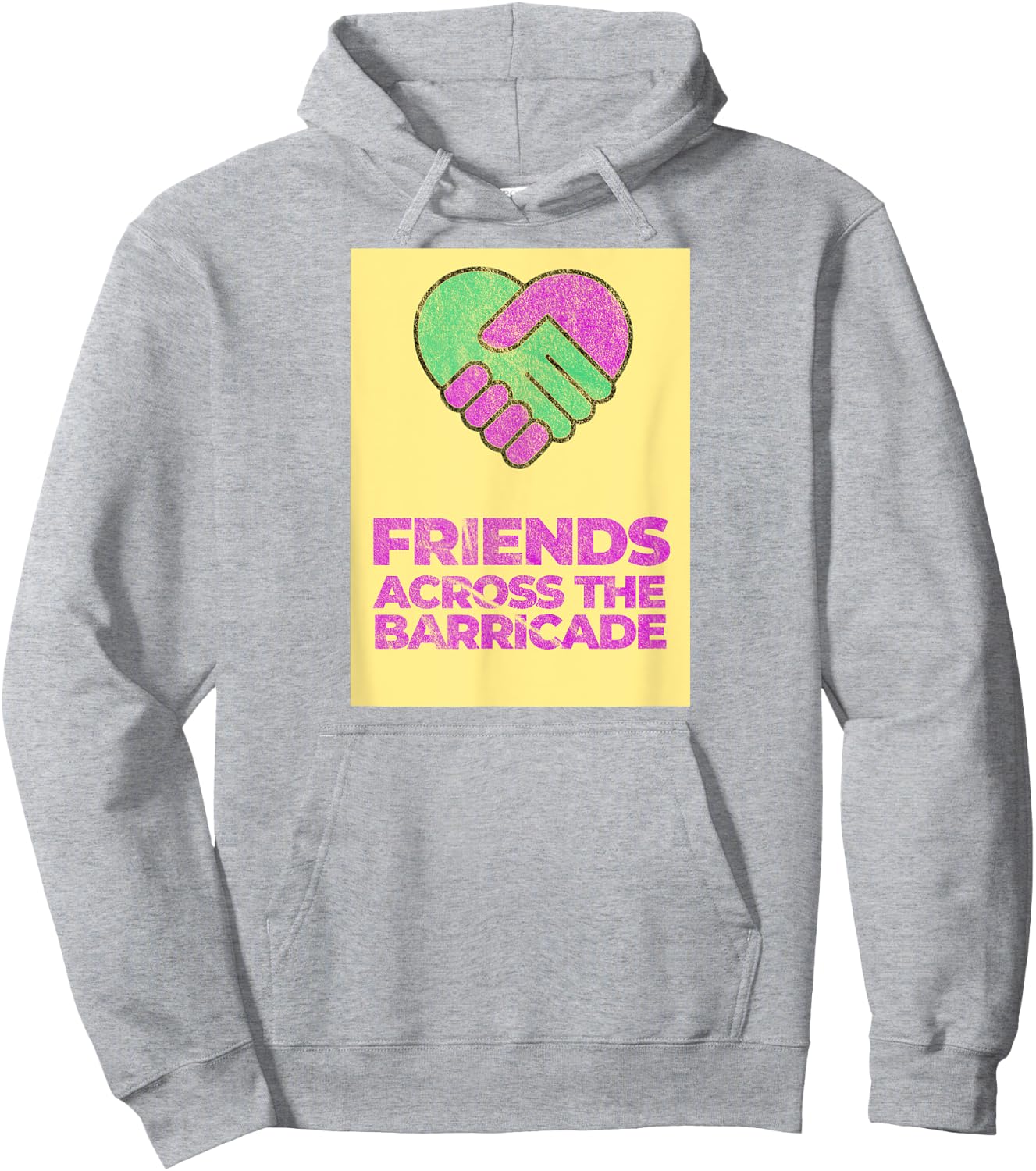 Friends Across The Barricade (1990 Vintage Worn Look) Hoodie - Hoodie | Ash