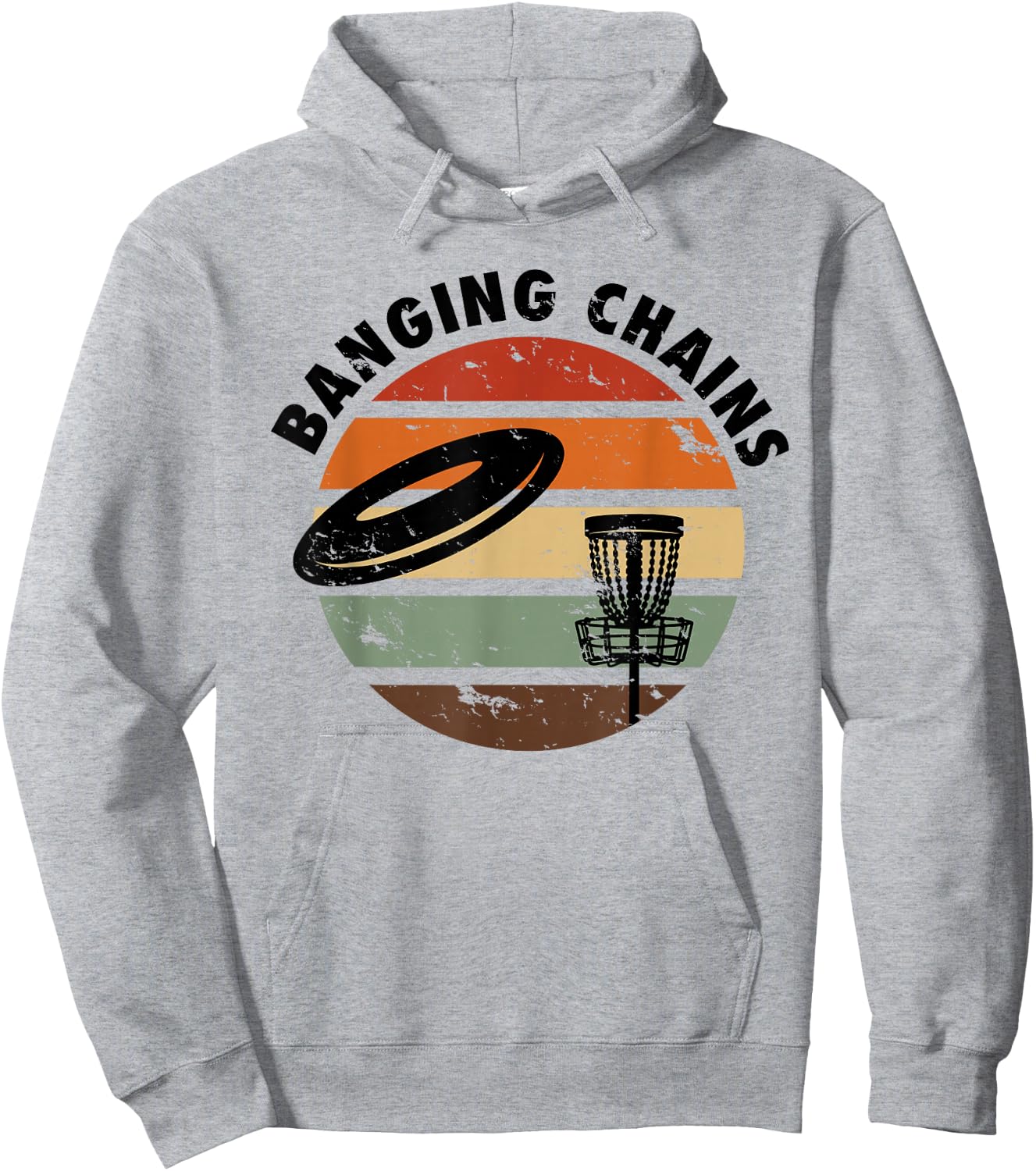 Banging Chains Disc Golf Retro Frisbee Hoodie - Hoodie | Ash