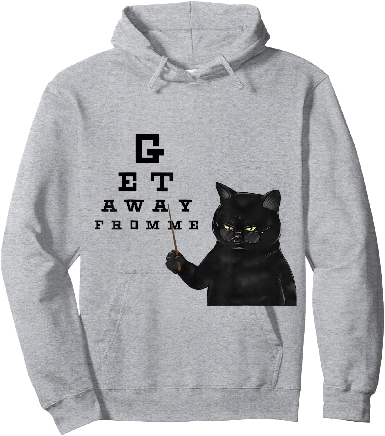 Snellen Eye Chart Black Cat Get Away From Me Funny Sarcastic Women Girls Kids Hoodie - Hoodie | Ash