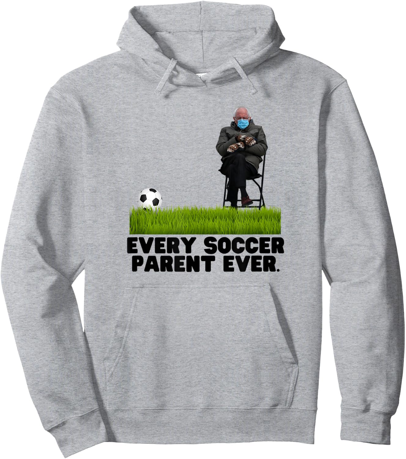 Funny Bernie Sanders Chair Meme Mittens Soccer Ball Mom Hoodie - Hoodie | Ash