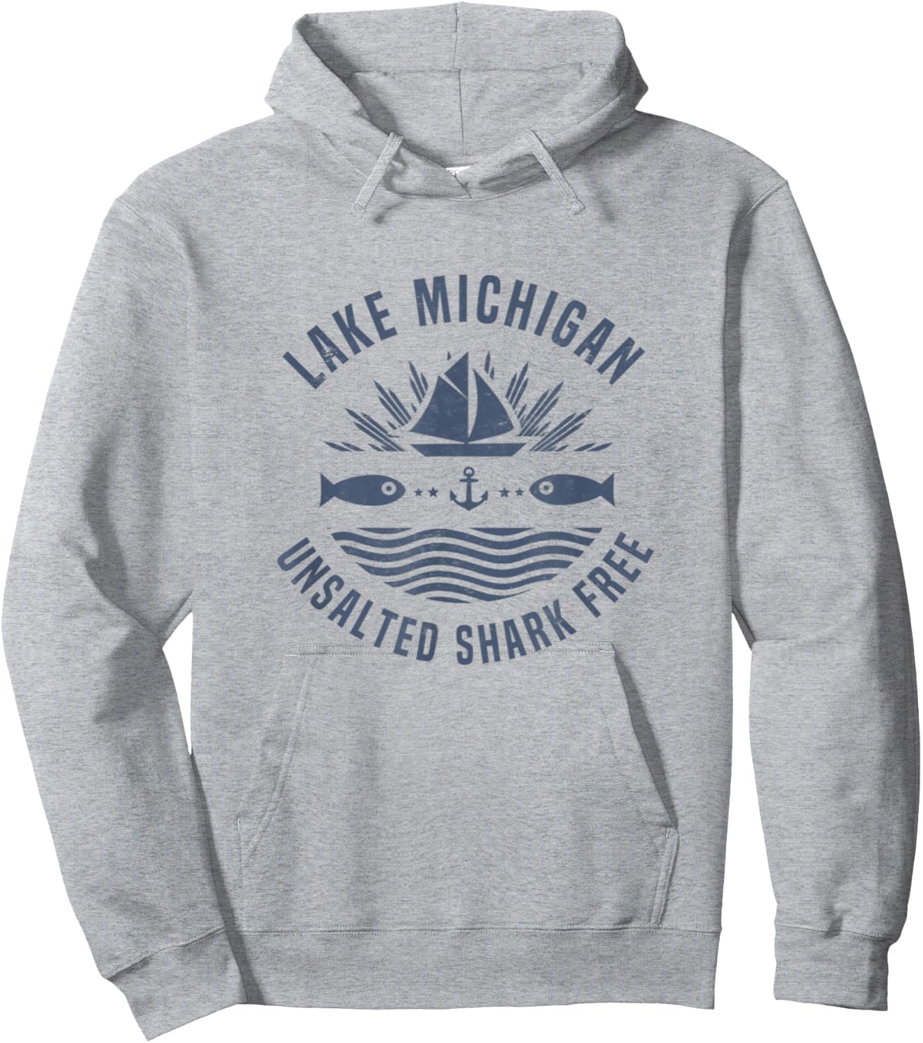 Lake Michigan Unsalted Shark Free shirt Great Lakes Gift Hoodie - Hoodie | Ash