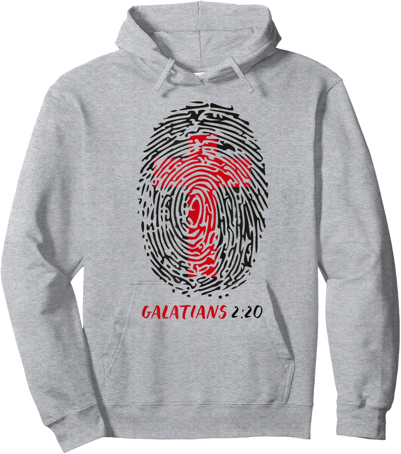 Galatians 2:20 - My Identity in Christ Cross in Thumbprint Hoodie - Hoodie | Ash