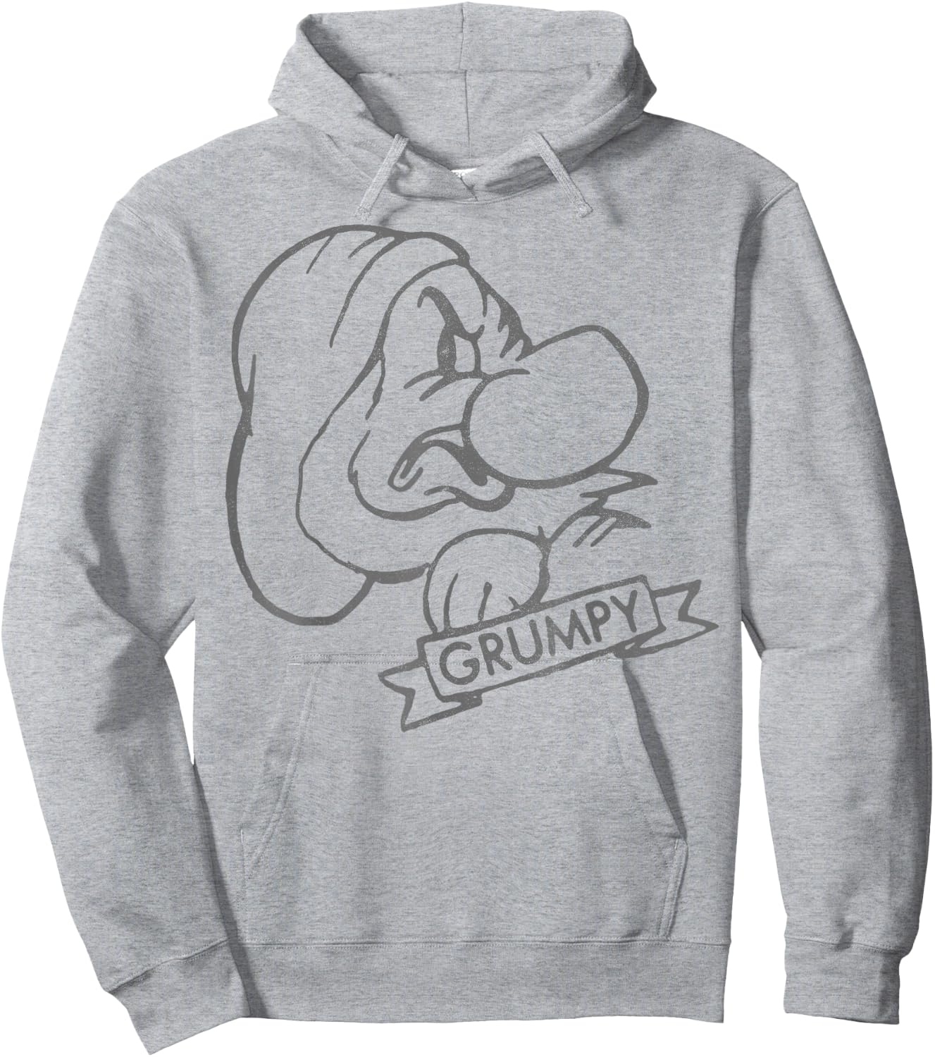 Disney Snow White Grumpy Line Art Big Face Hoodie - Hoodie | Ash
