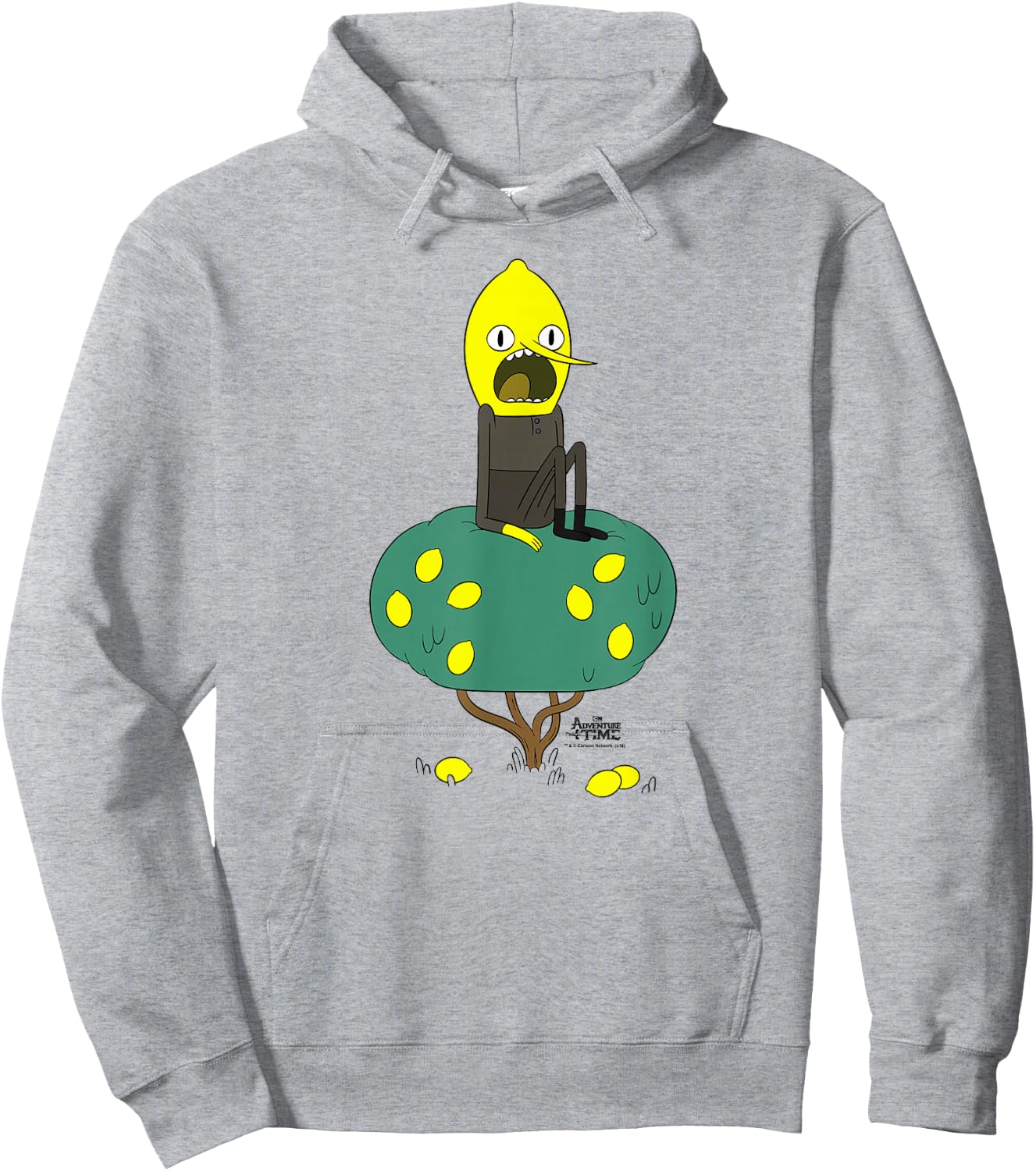 Cartoon Network Adventure Time Lemongrab Tree , Men's, Blue, Small, Short Sleeve, Classic Fit, Cotton 60% Polyester 40% Hoodie - Hoodie | Ash