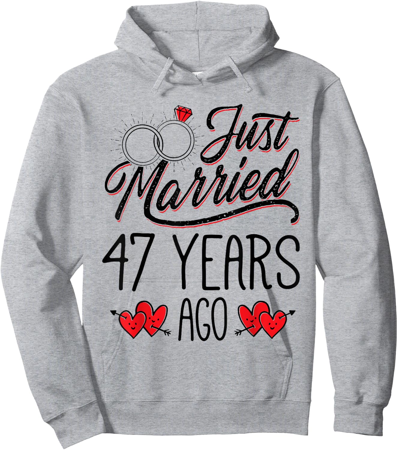 Just Married 47 Years Ago Funny Couple 47th Anniversary Hoodie - Hoodie | Ash