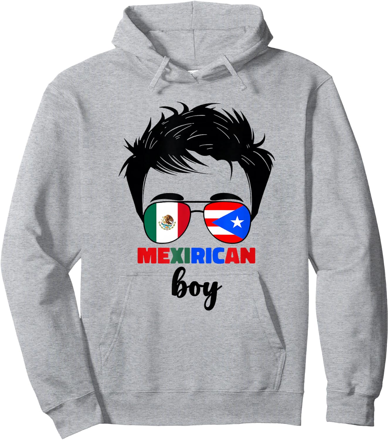 Mexirican Boys Kids Half Mexican And Puerto Rican Rico Flag Hoodie - Hoodie | Ash