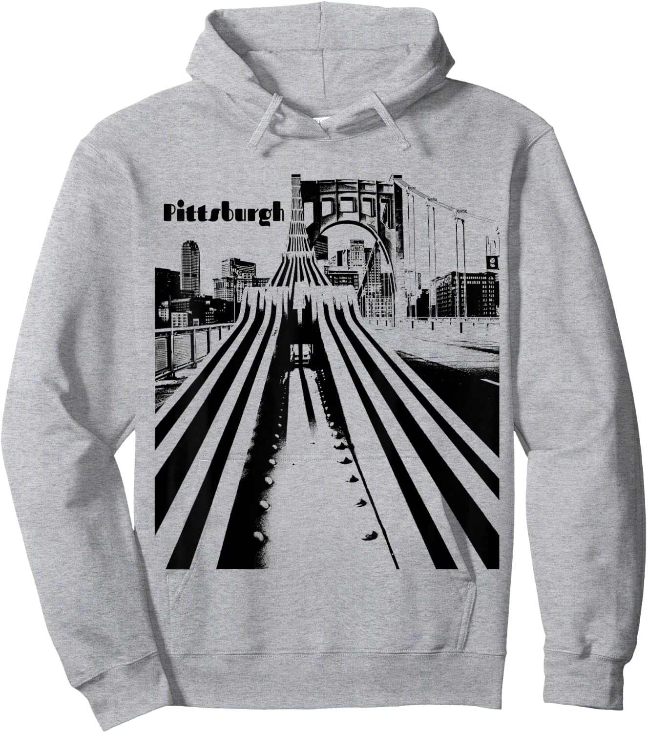 Pittsburgh City Skyline Bridge Steel City Pennsylvania 412 Hoodie - Hoodie | Ash
