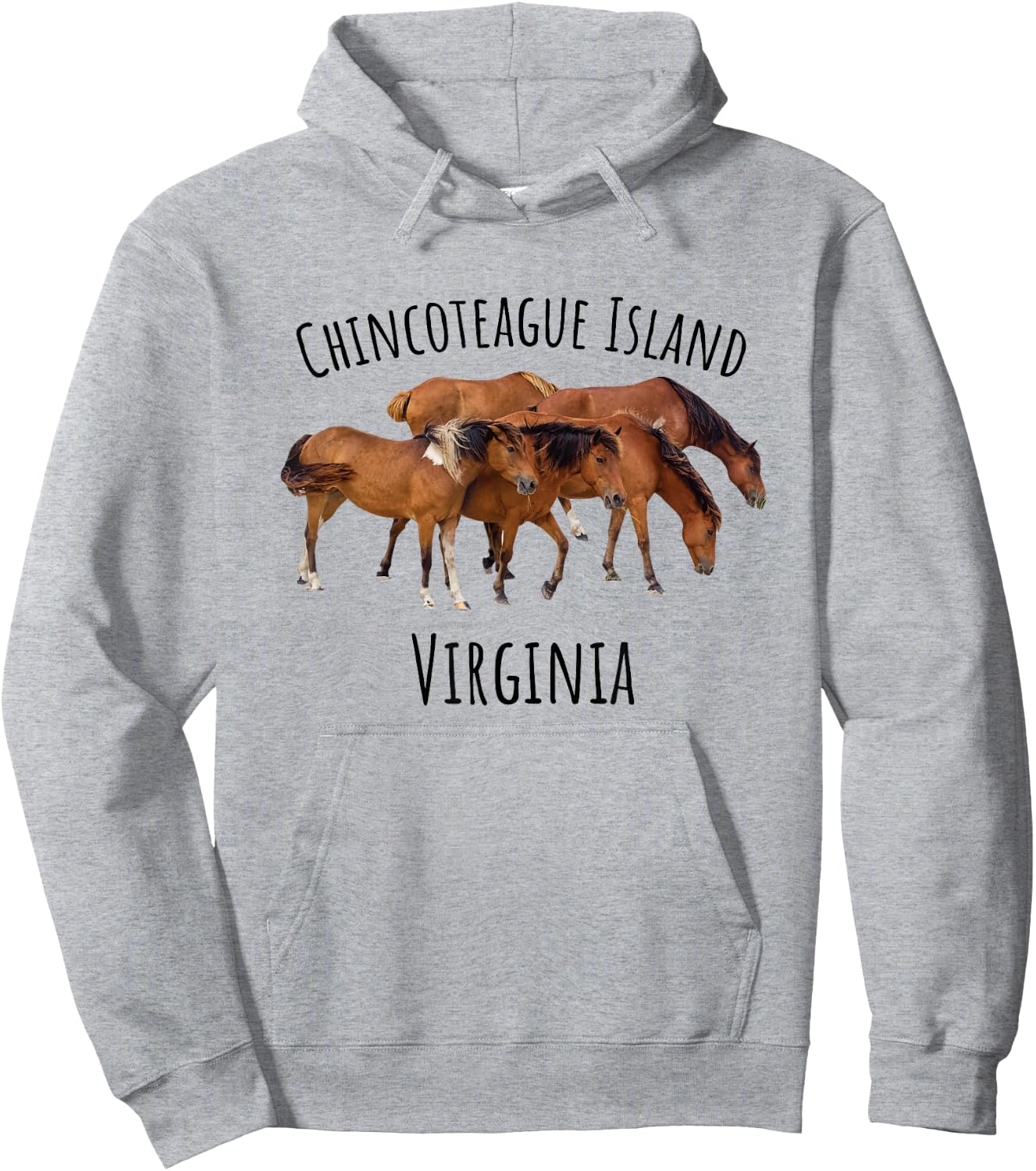Chincoteague Island Virginia Horse Assateague Pony Hoodie - Hoodie | Ash