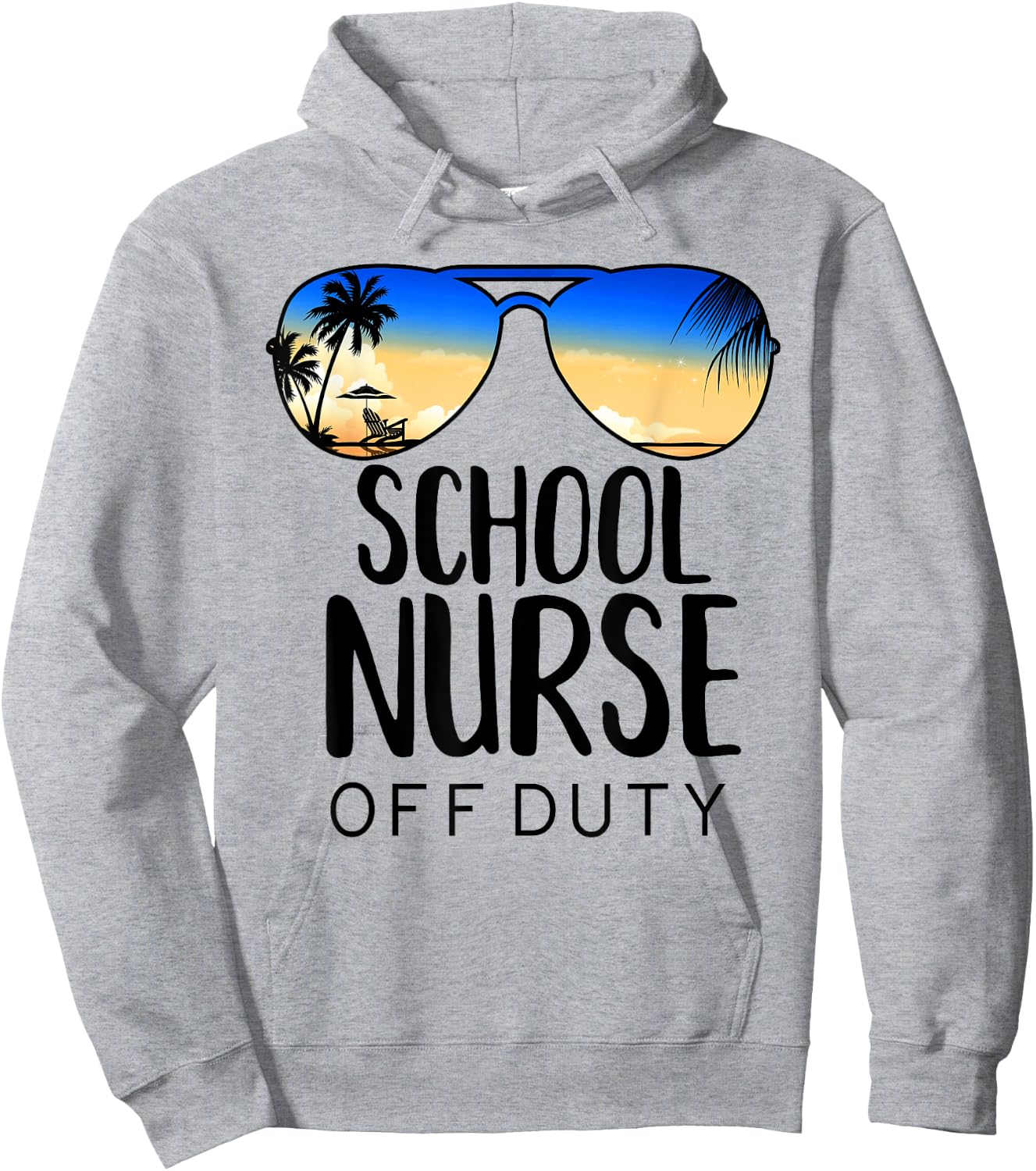 School Nurse Off-Duty Sunglasses Beach Sunset Women Hoodie - Hoodie | Ash