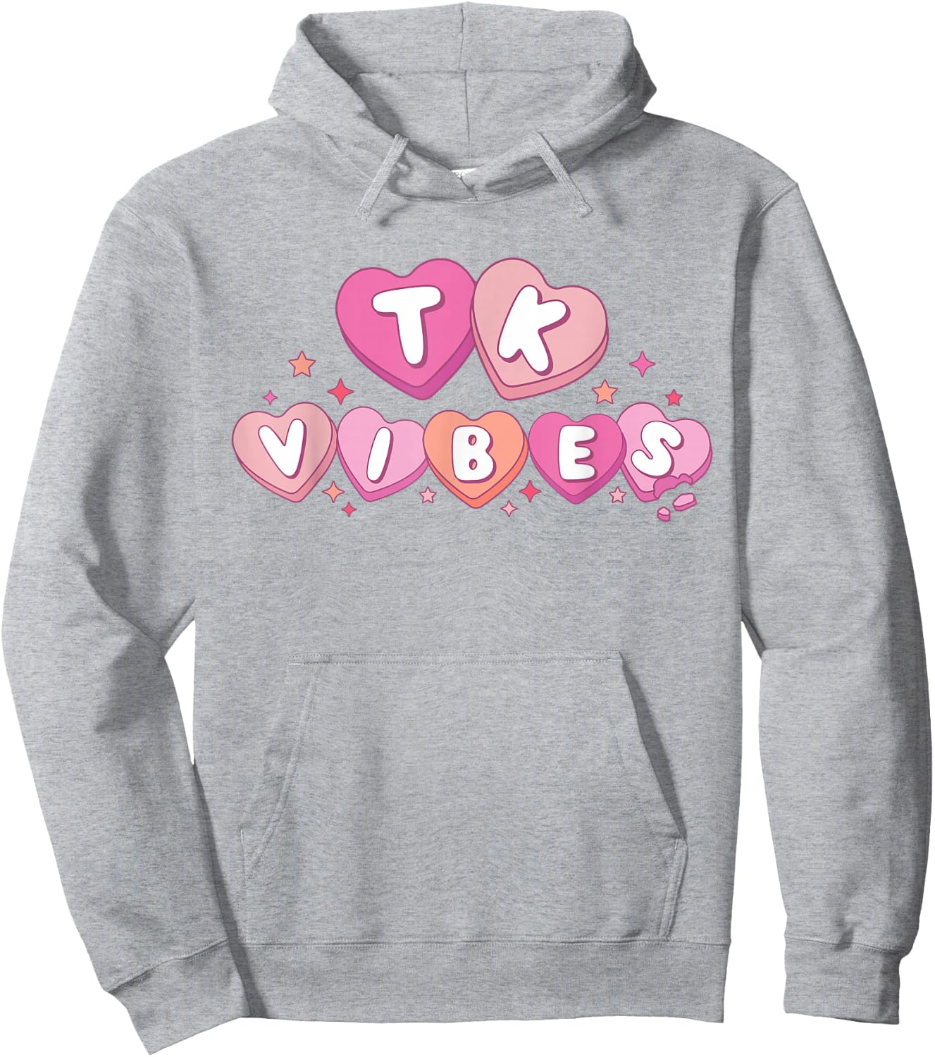 TK Vibes Retro Valentine Day Candy Heart Kid Team TK Teacher Hoodie - Hoodie | Ash
