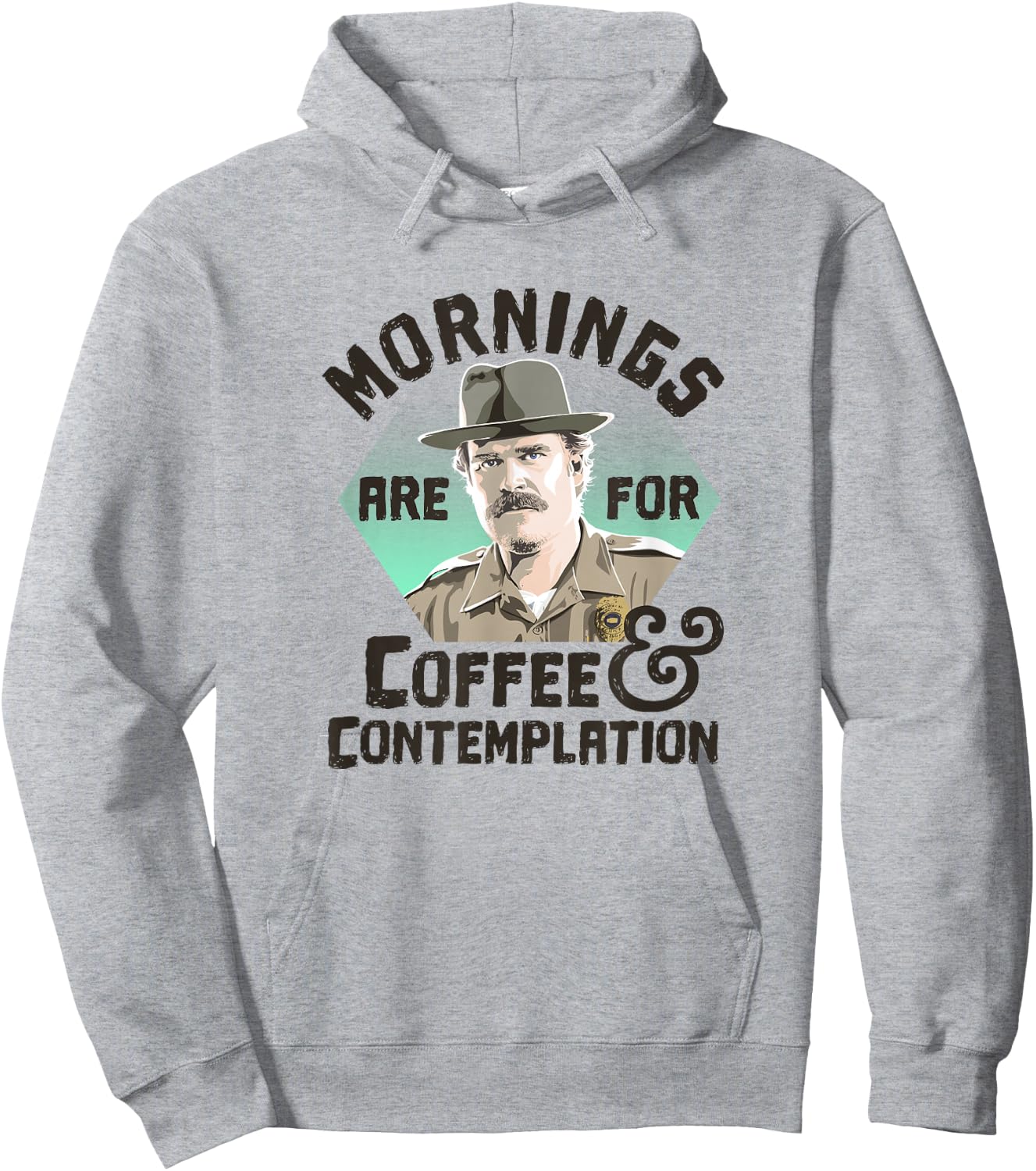 Stranger Things Hopper Mornings Are For Coffee Contemplation Hoodie - Hoodie | Ash