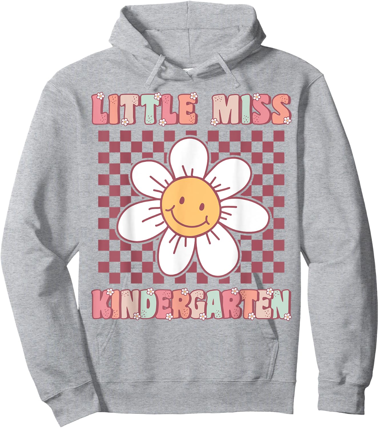Little Miss Kindergarten Cute Groovy First Day of School Hoodie - Hoodie | Ash