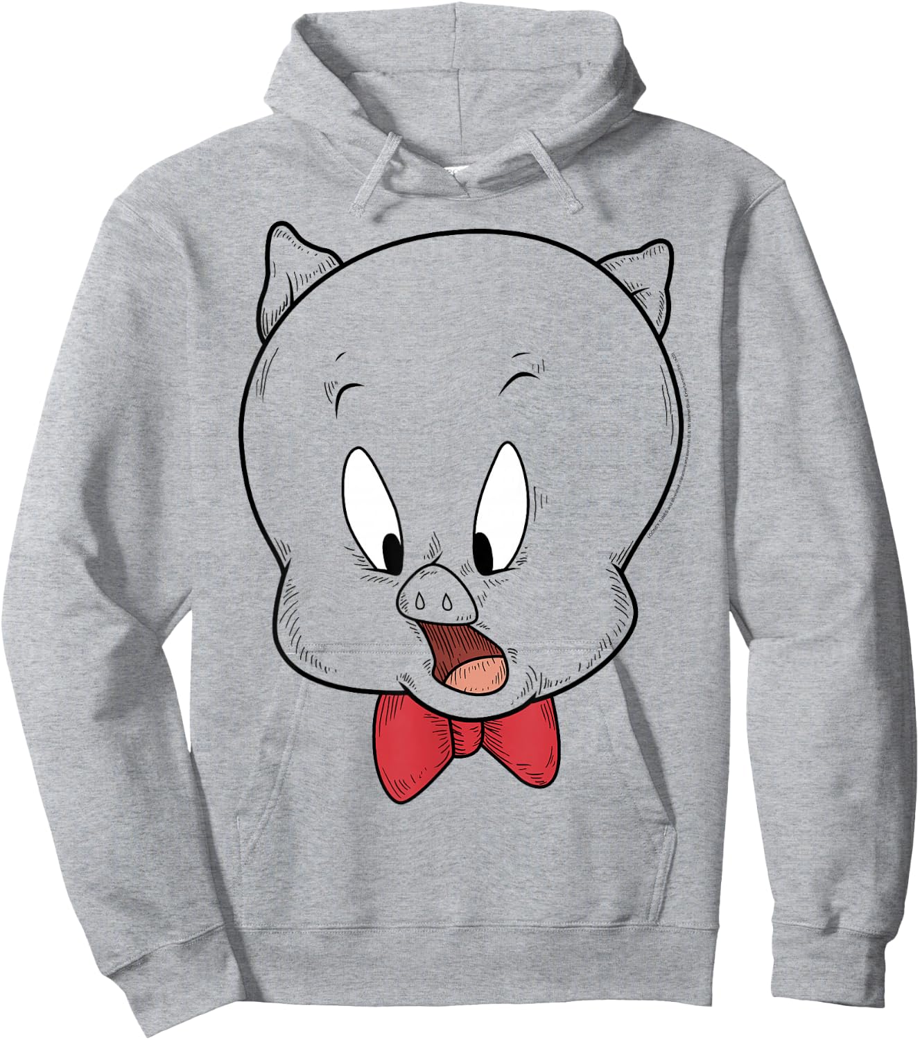 Looney Tunes Porky Pig Face Line Art Hoodie - Hoodie | Ash
