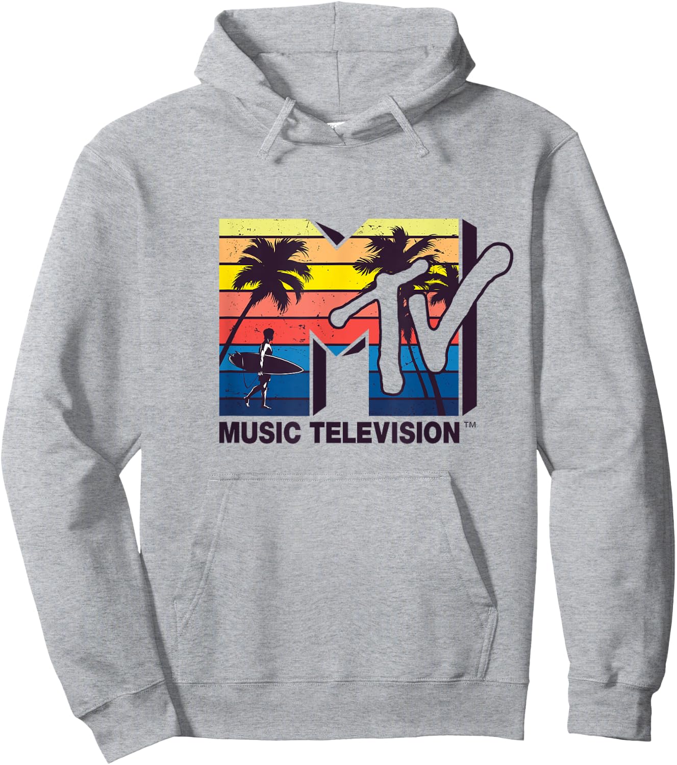 Mademark x MTV - The official MTV Logo with Vintage Surfer and Palms Hoodie - Hoodie | Ash