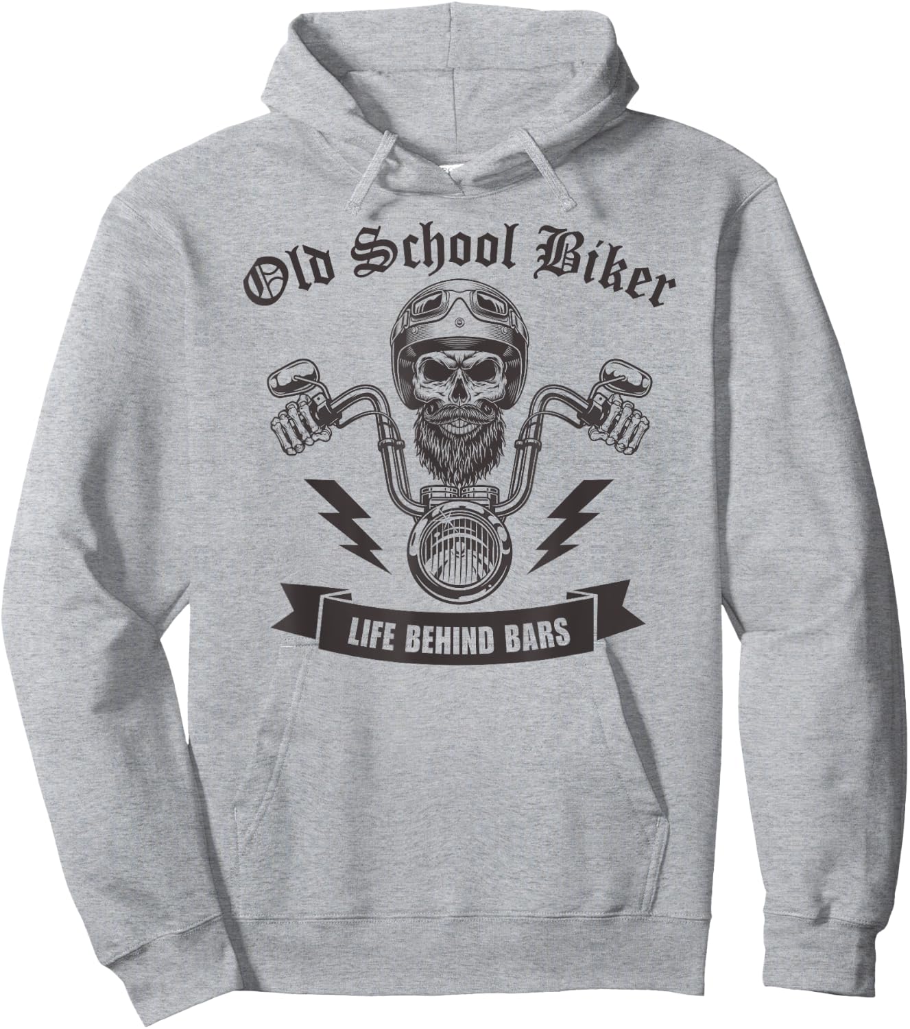 Life Behind Bars Old School Biker I Motorcycle Bike Skull Hoodie - Hoodie | Ash
