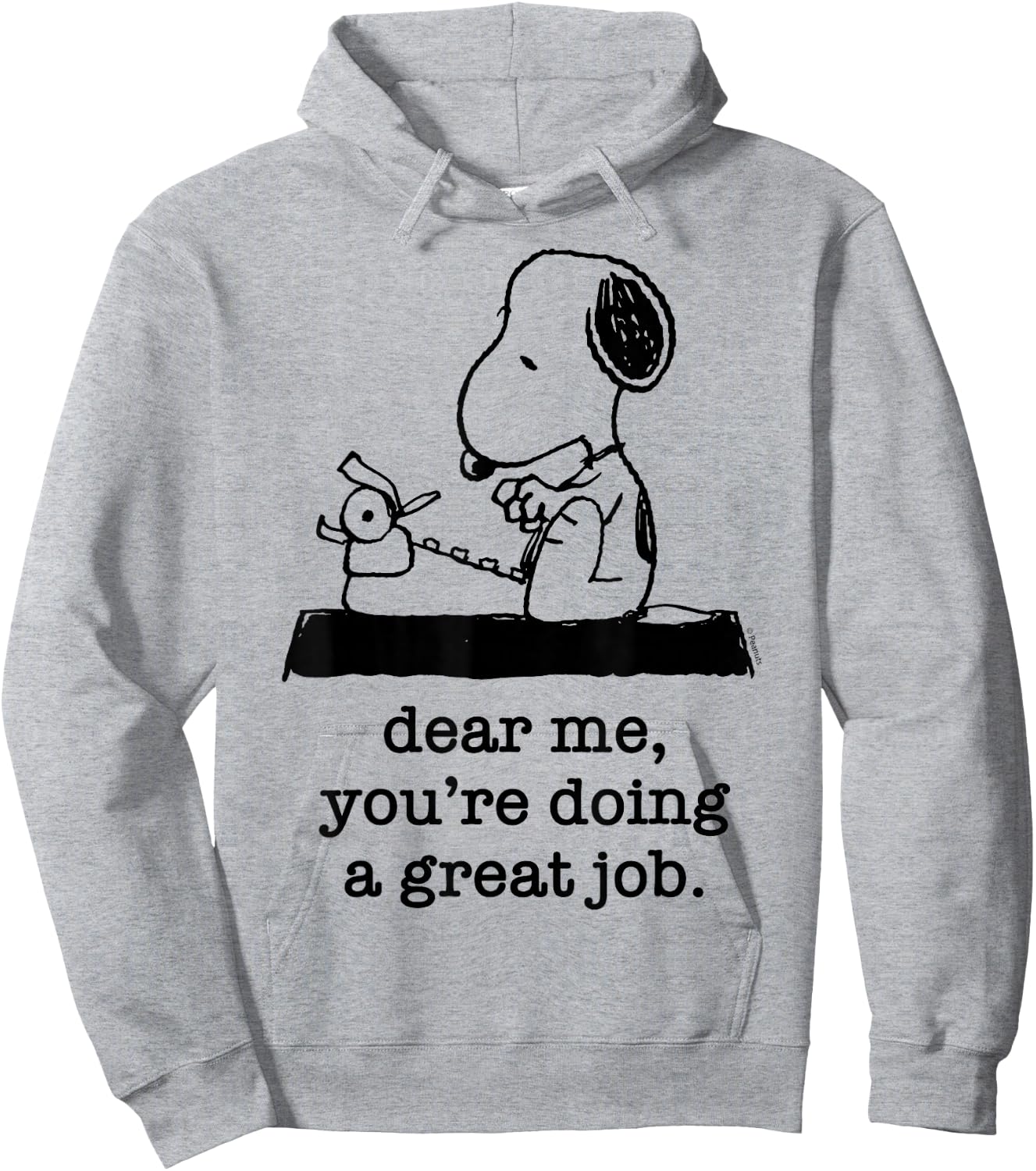 Peanuts - Snoopy Typewriter Dear Me You're Doing A Great Job Hoodie - Hoodie | Ash