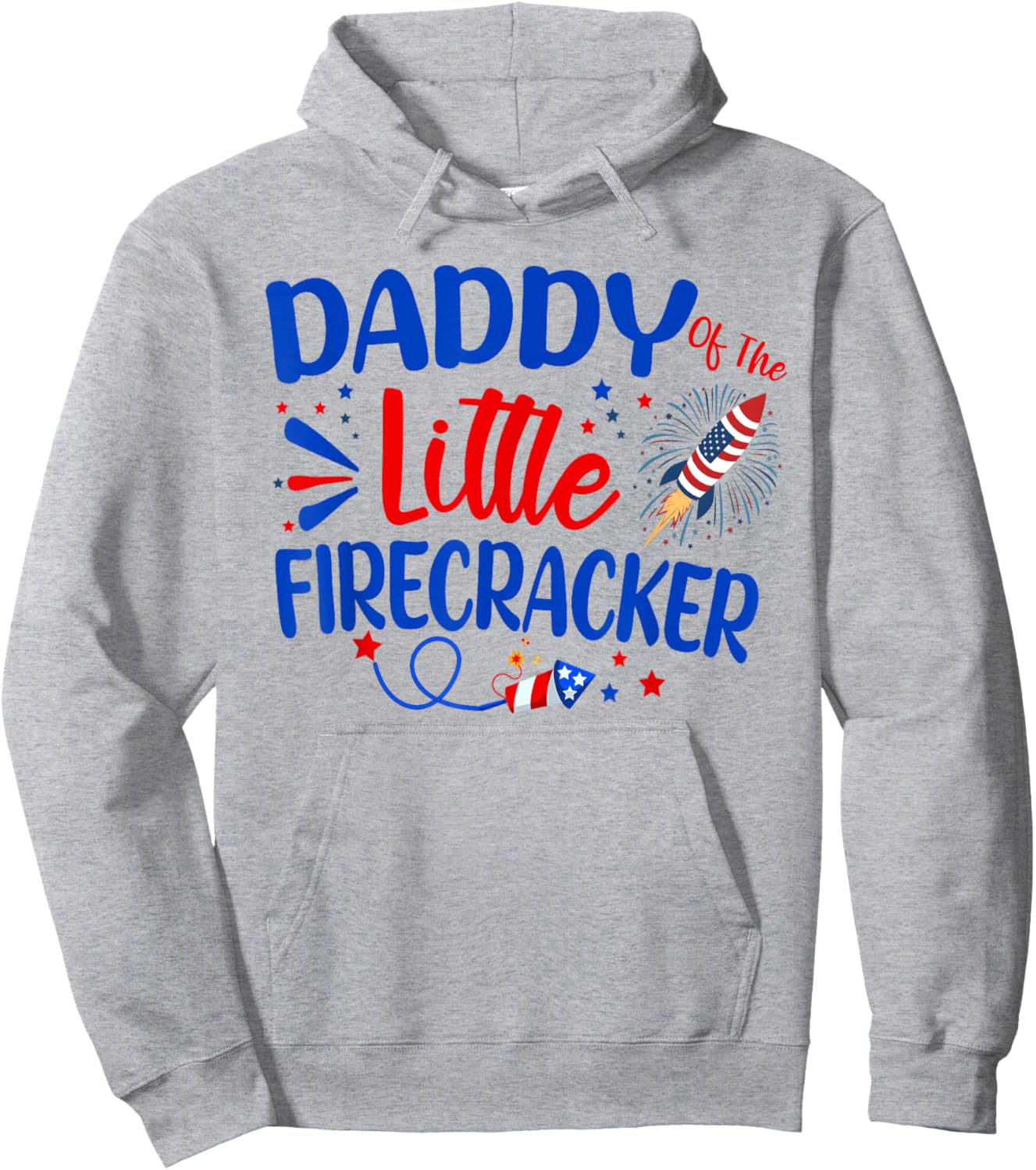 Daddy Of The Little Firecracker Family 4th of July Birthday Hoodie - Hoodie | Ash