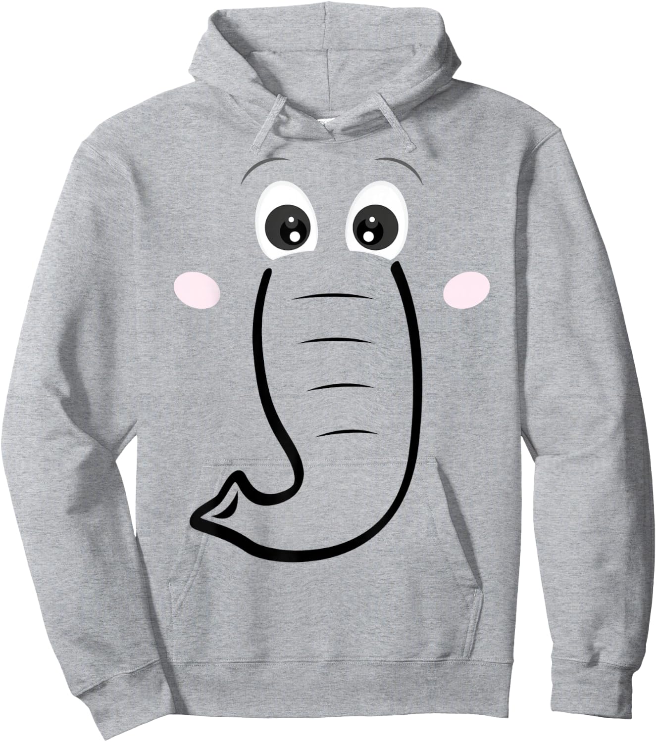 Elephant Face, Cartoon Style, Easy Halloween Costume Hoodie - Hoodie | Ash