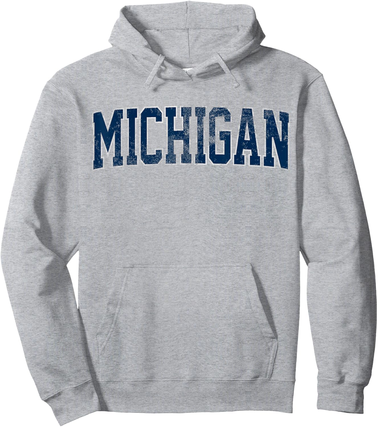 Vintage Michigan Look Maize Blue Men Retro Font Michigan Hoodie - Hoodie | Ash
