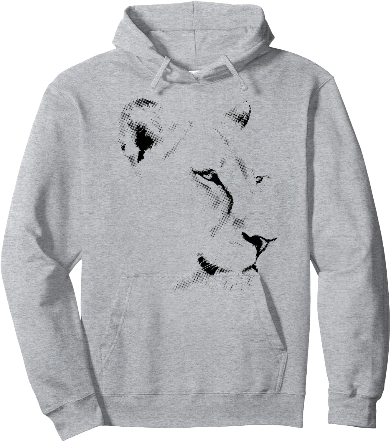 Lion Face in Minimalist Halftone Dots African Wildlife Hoodie - Hoodie | Ash