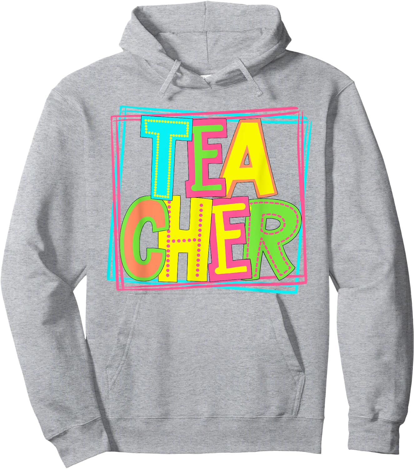 Neon Retro Teacher Cute Teacher Team New Teacher Back to Sch Hoodie - Hoodie | Ash