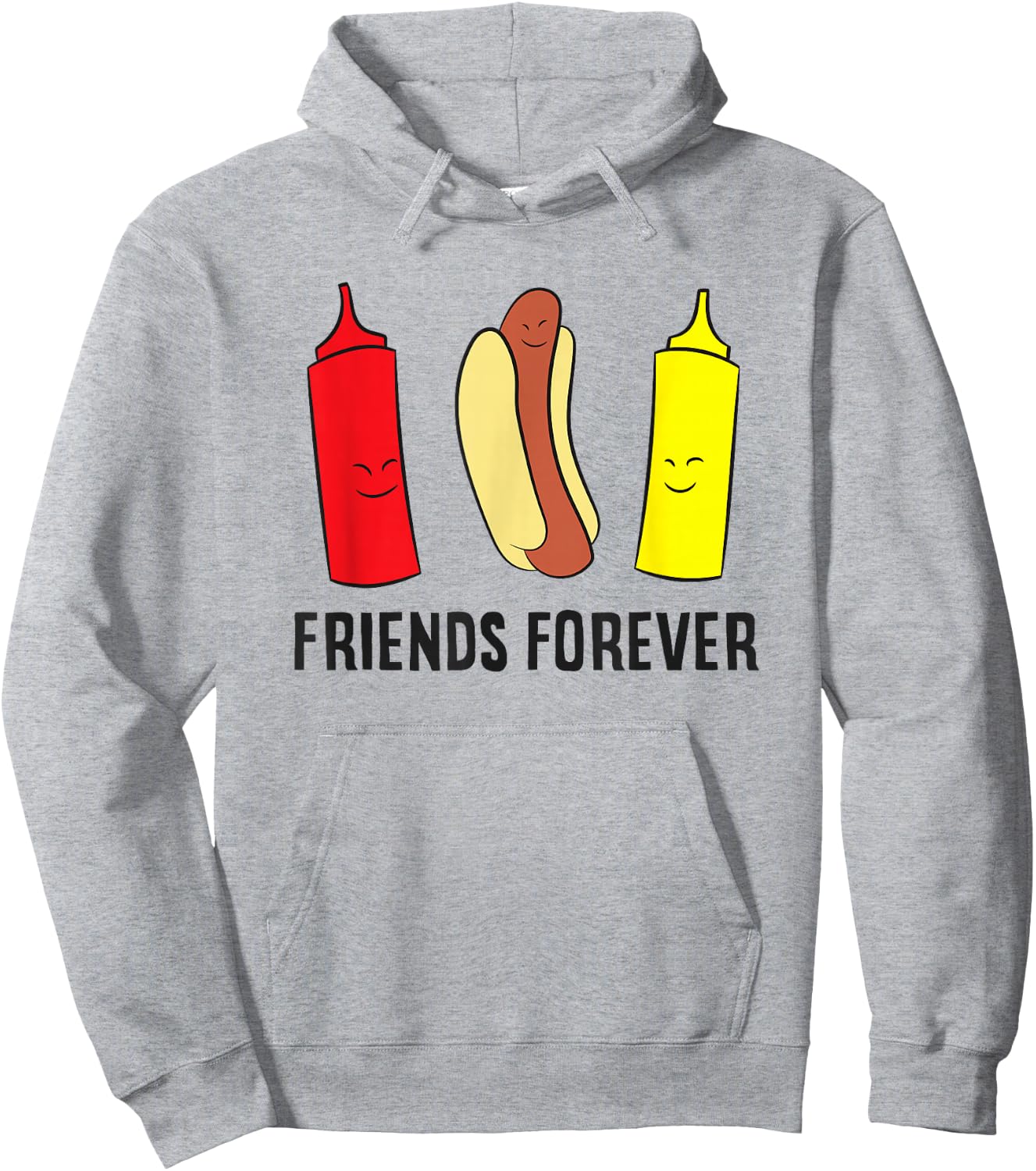 Hotdog Ketchup Mustard Friends Forever Funny Hot Dog Hoodie - Hoodie | Ash