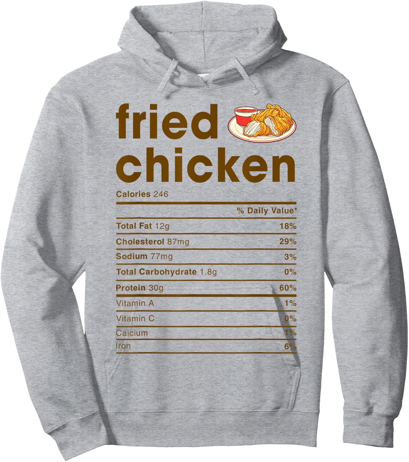 Food Nutrition Facts Shirts Co. Fried Chicken Nutrition Facts Hoodie - Hoodie | Ash