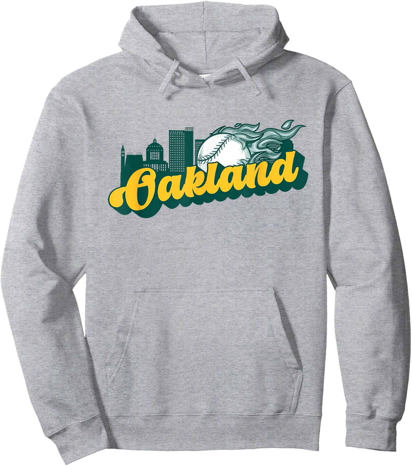 Oakland Baseball Vintage City Skyline Retro Baseball Lover Hoodie - Hoodie | Ash