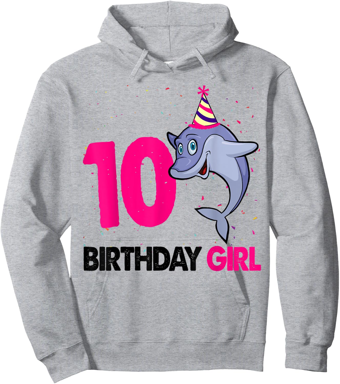 Funny 10Th Birthday Shirt Girl Dolphin Birthday Party Hoodie - Hoodie | Ash