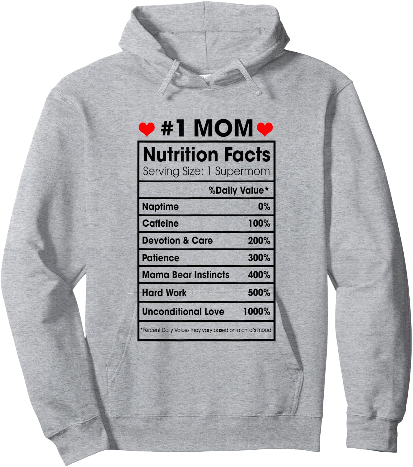 #1 Mom Nutrition Facts Momlife Mother's Day Top For Mom Mama Hoodie - Hoodie | Ash
