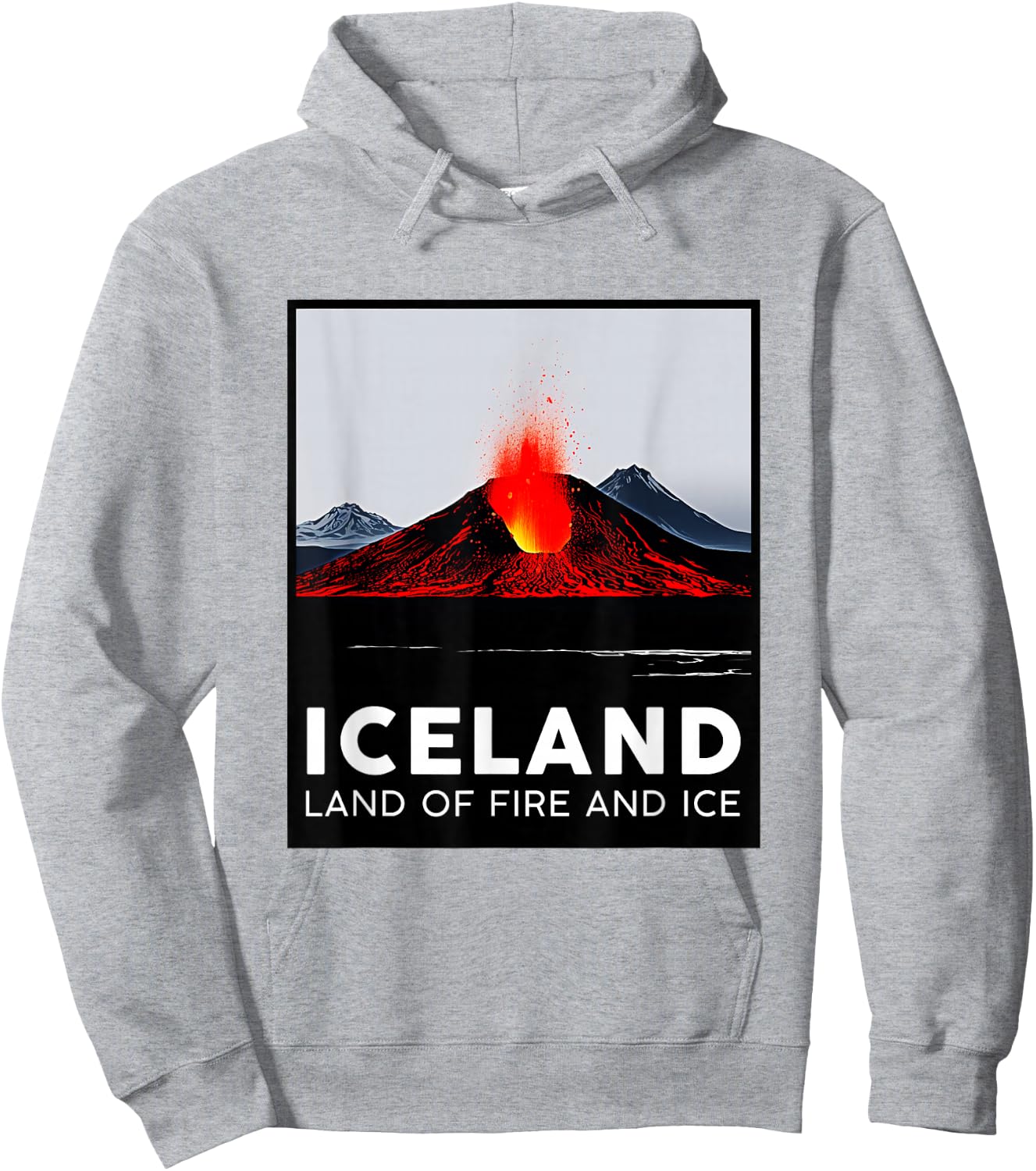Iceland Volcano Fire Ice Hiking Camping Outdoors Vatnajökull Hoodie - Hoodie | Ash