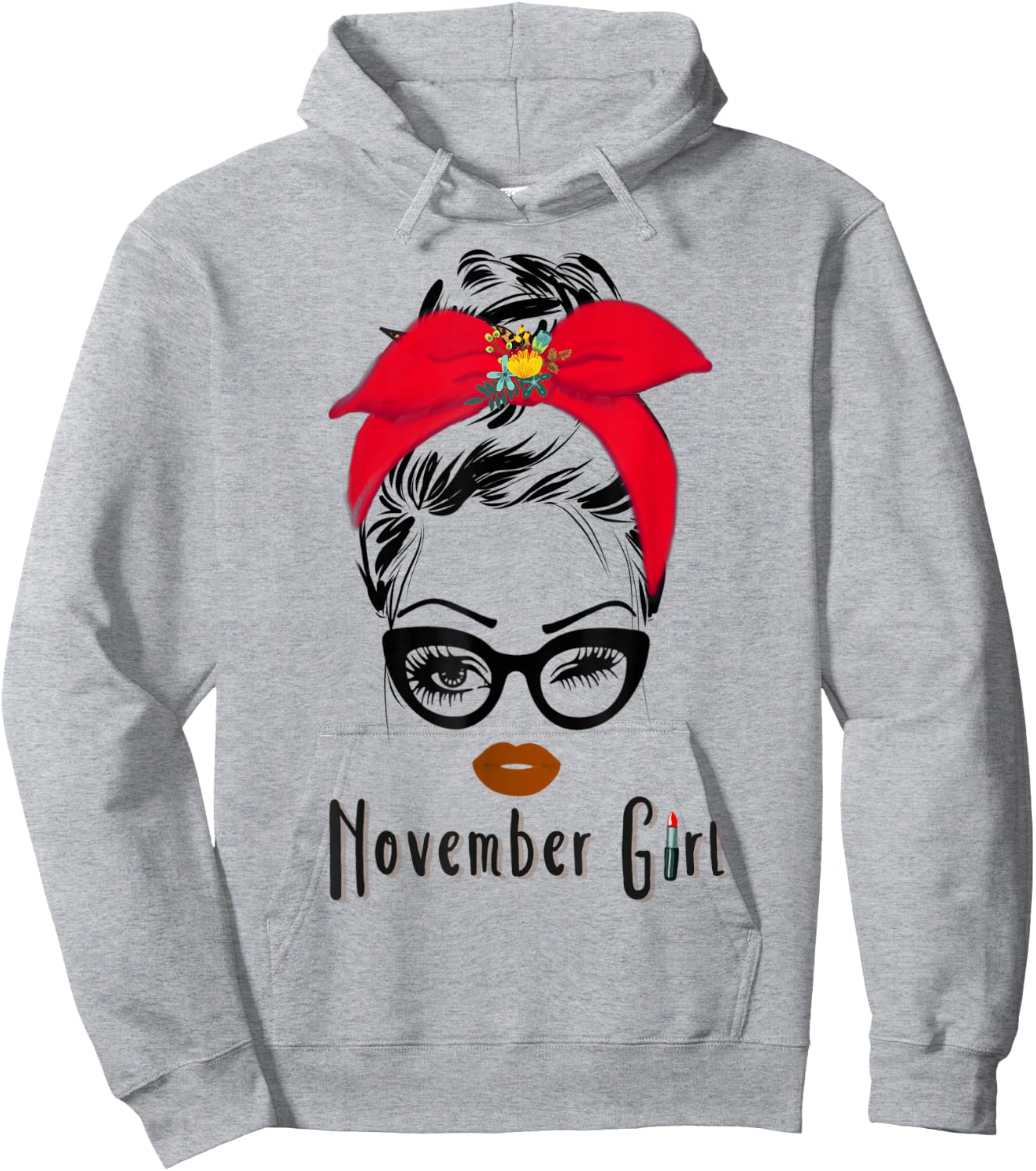 November Girl Wink Eye Woman Face Wink Eyes Lady Face Hoodie - Hoodie | Ash