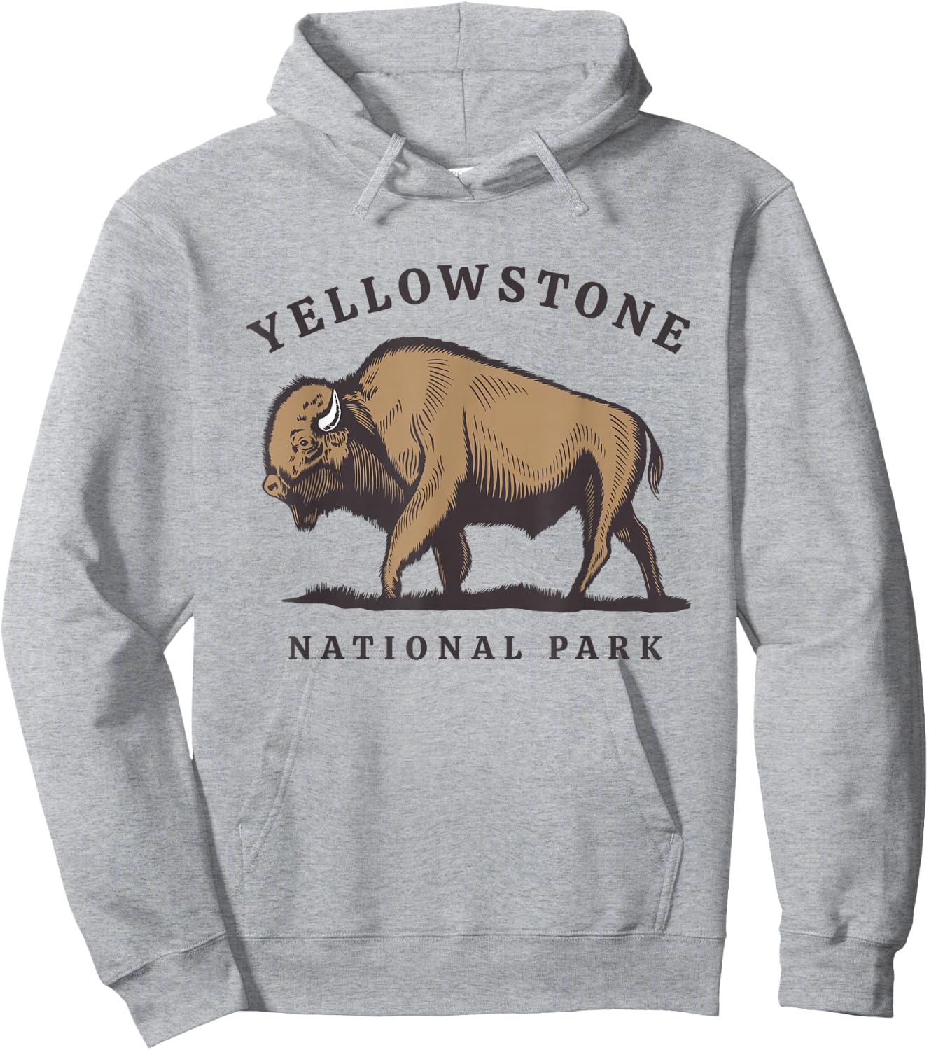 Yellowstone National Park Vintage Buffalo Bison Retro Hoodie - Hoodie | Ash