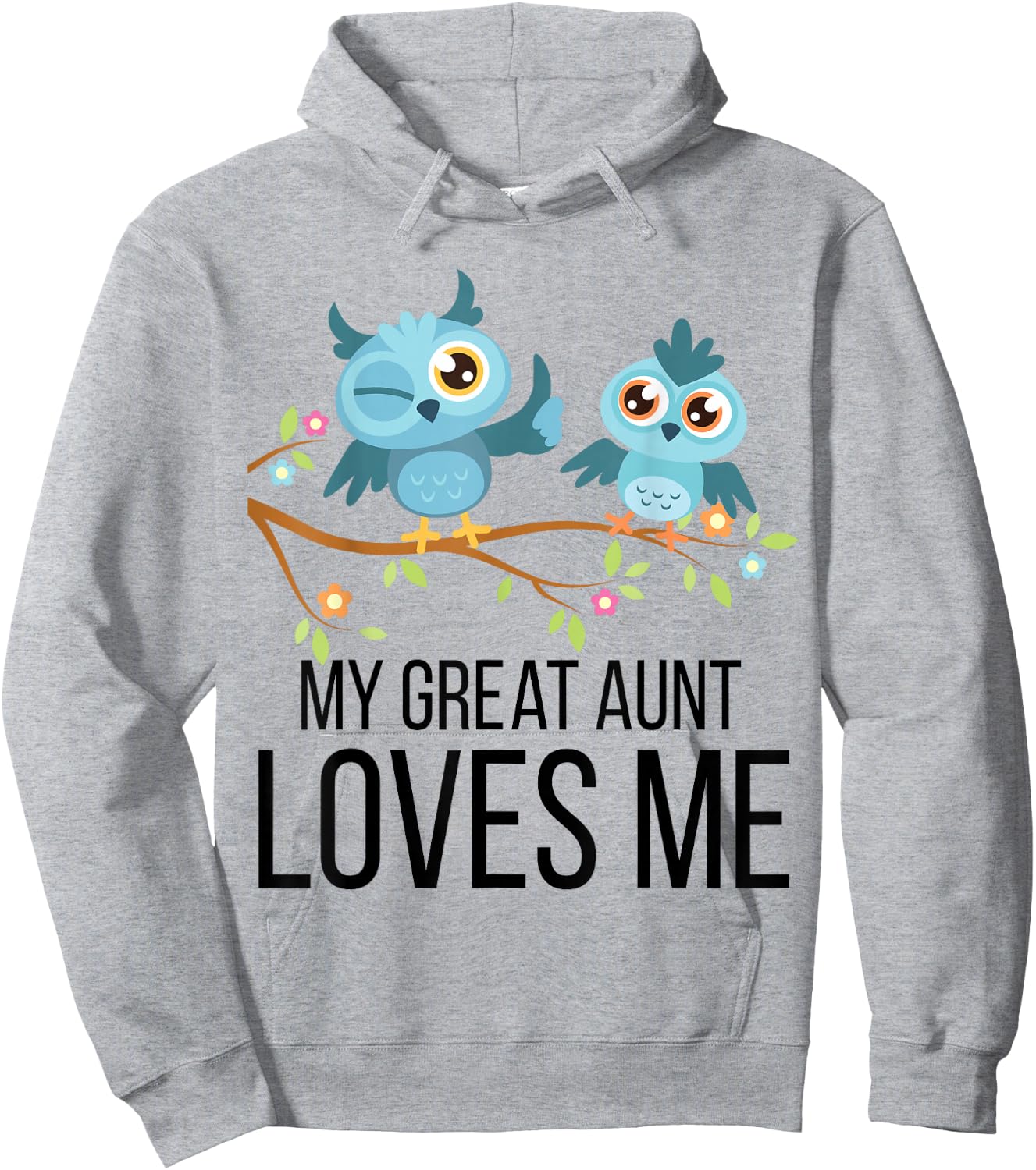 Gift Niece or Nephew | Blue Owls My Great Aunt Loves Me Hoodie - Hoodie | Ash