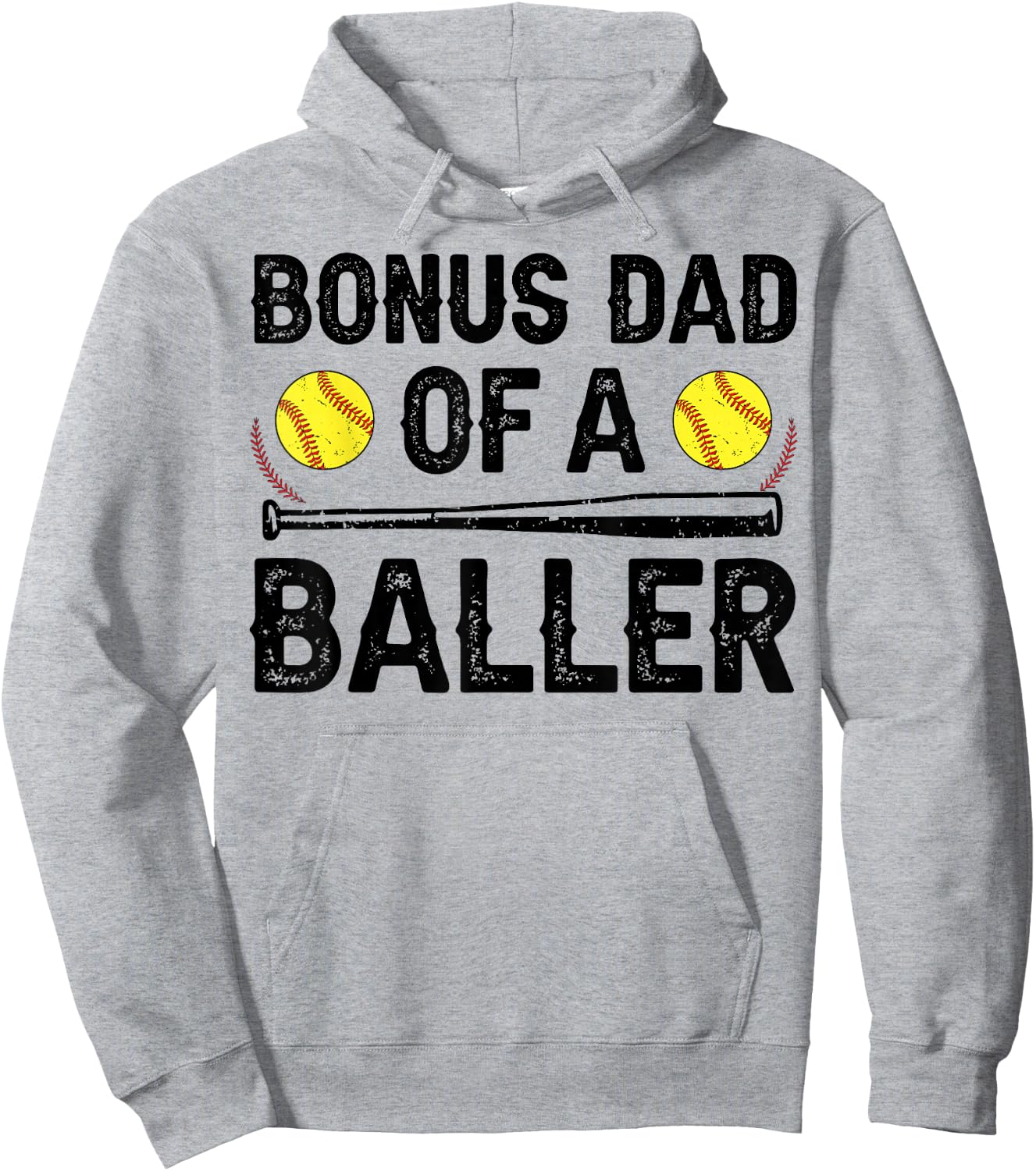 Bonus Dad Of A Baller Softball Bonus Dad Softball Step Dad Hoodie - Hoodie | Ash