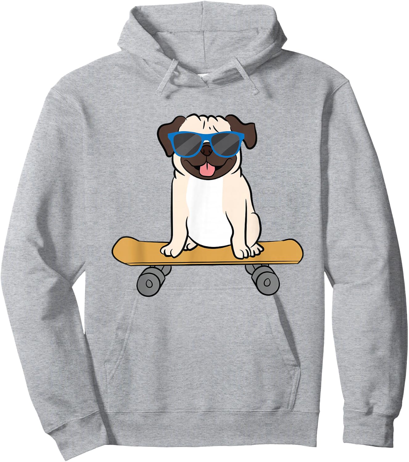 Skateboarding Pug Dog Skateboard Puppy Hoodie - Hoodie | Ash