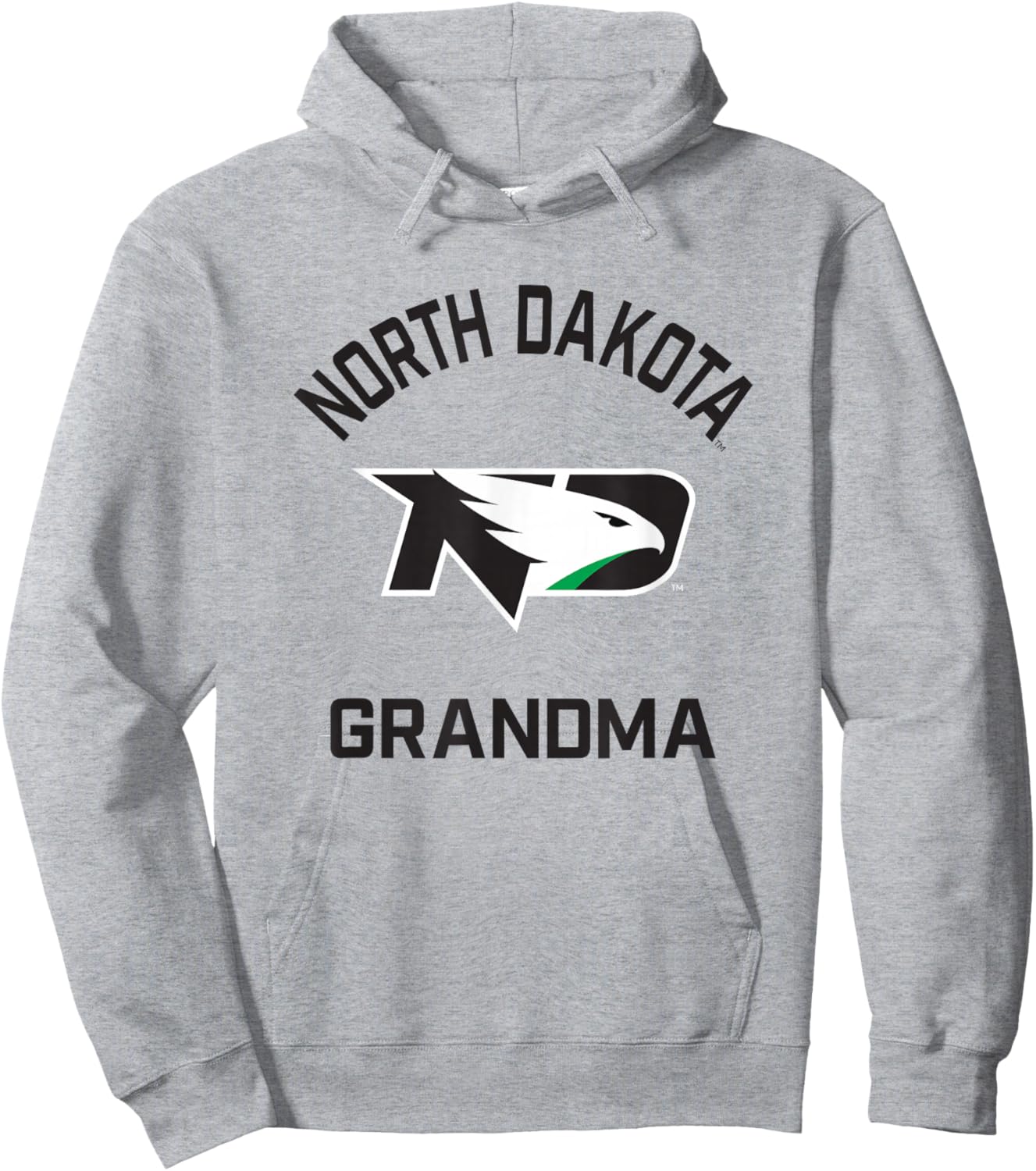 University of North Dakota Fighting Hawks Arched Grandma Hoodie - Hoodie | Ash
