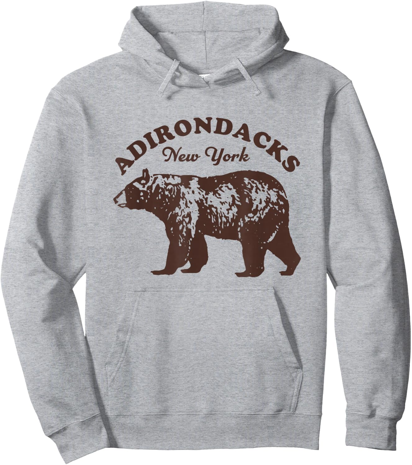 Adirondacks NY Bear Retro Vintage Style Hiking Mountains Men Hoodie - Hoodie | Ash