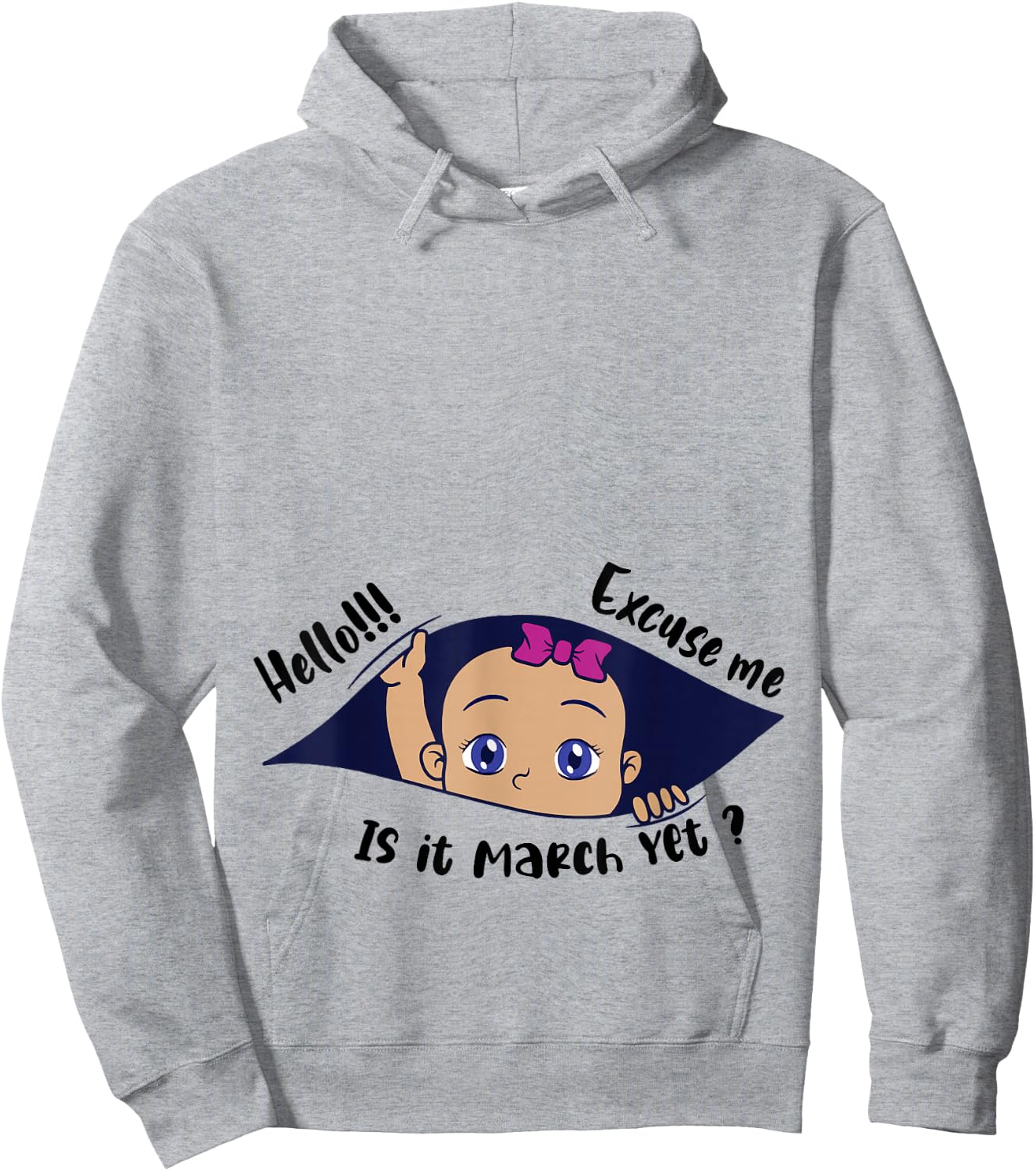 Excuse Me Is It March Yet Pregnancy Girl Announcement Hoodie - Hoodie | Ash