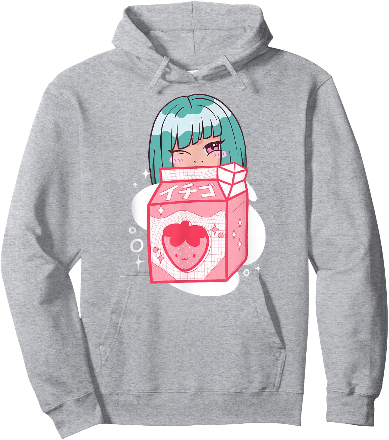Cute Anime Kawaii Girl with Strawberry Milk - Kawaii Anime Hoodie - Hoodie | Ash