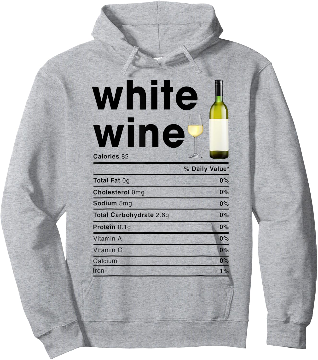 White Wine Nutrition Facts Hoodie - Hoodie | Ash