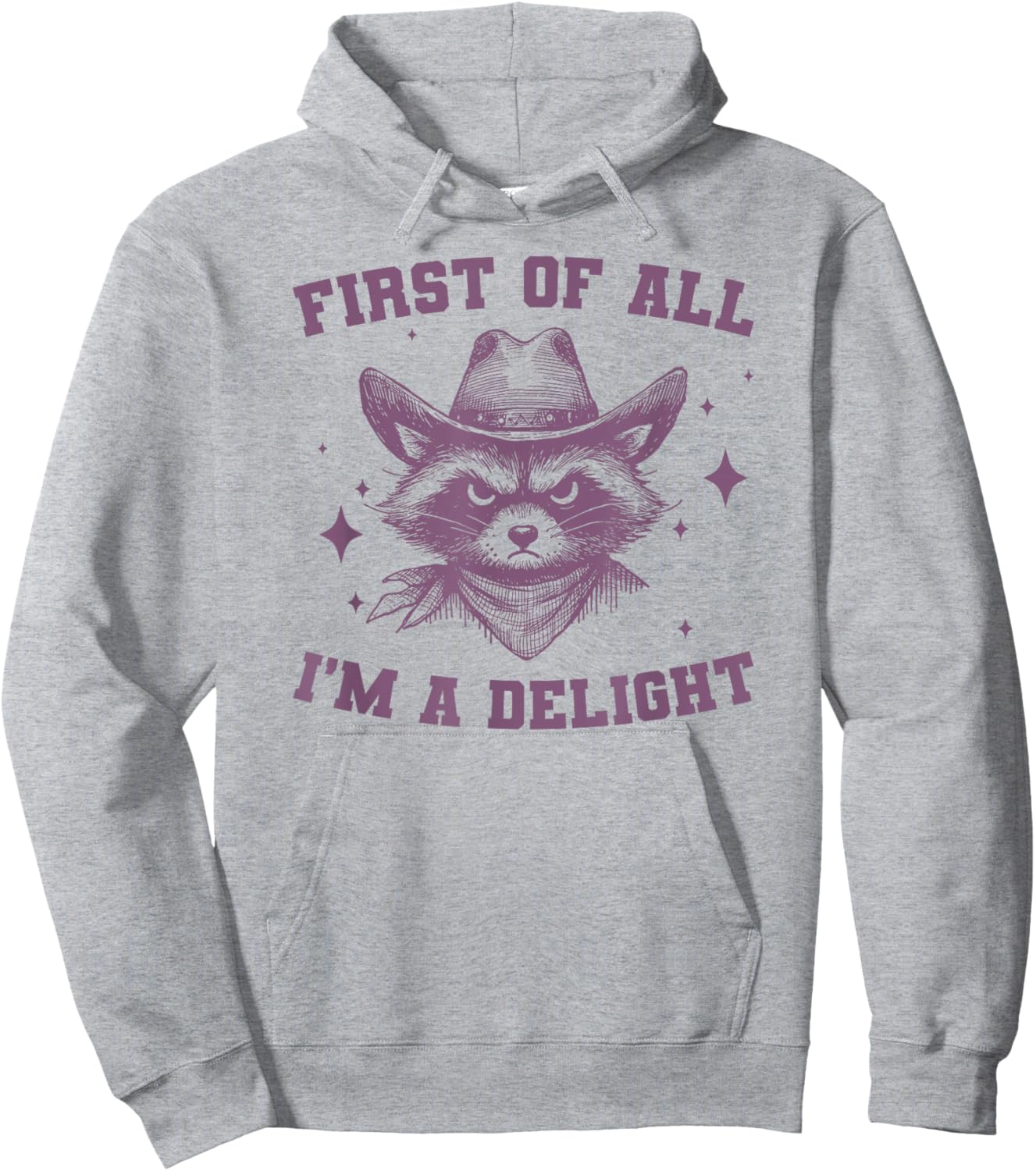 First Of All I'm A Delight, Funny Sarcastic Raccoon Hoodie - Hoodie | Ash