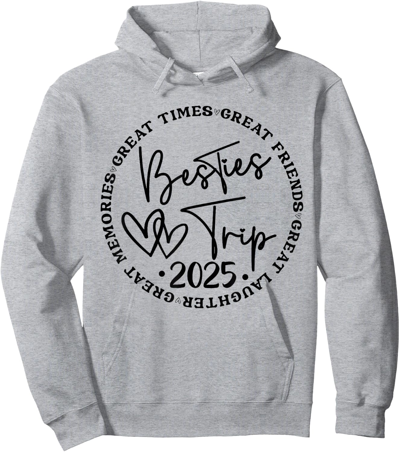 Besties Trip 2025 Women Weekend Vacation Matching Birthday Hoodie - Hoodie | Ash